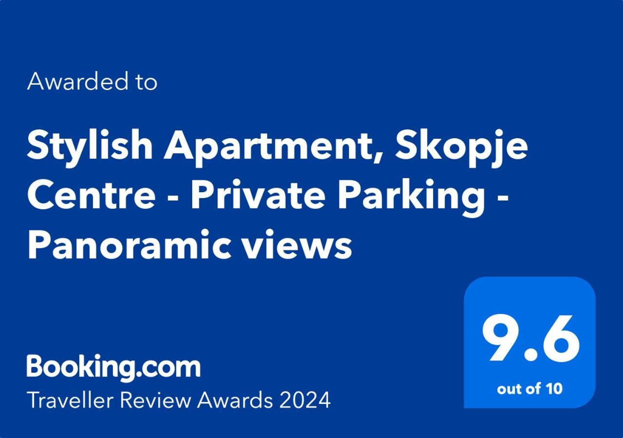 Stylish Apartment, Skopje Centre - Private Parking - Panoramic Views ภายนอก รูปภาพ